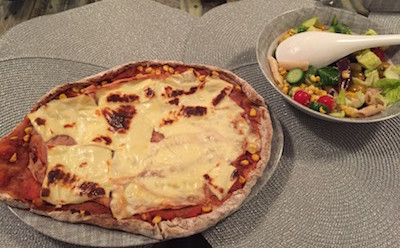 pizza and salad homemade