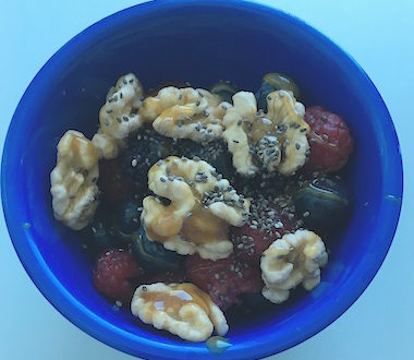 Manuka chia and berry fruit salad