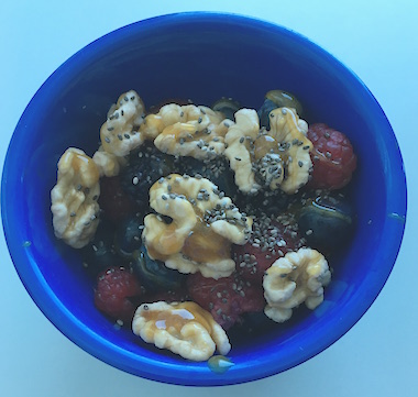 Manuka chia and berry fruit salad