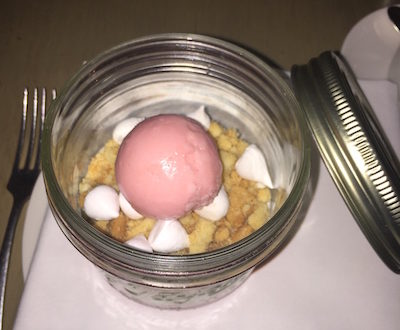 Rhubarb crumble at berners tavern