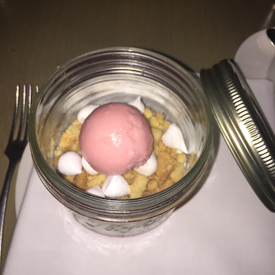 Rhubarb crumble at berners tavern