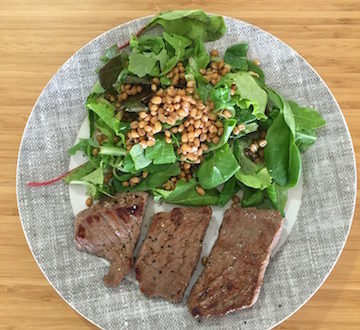 whole wheat grains and organic steak