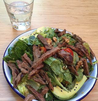 grilled organic meat salad