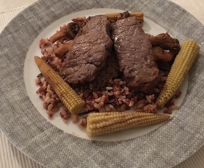 Meat filet and veggies