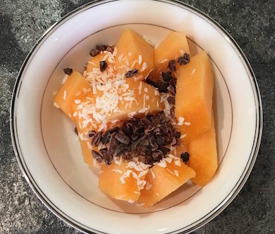 melon and coco nibs